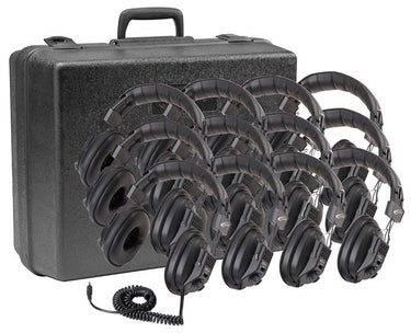 Switchable Stereo-Mono Headphone - 12 Pack - with Case - Learning Headphones